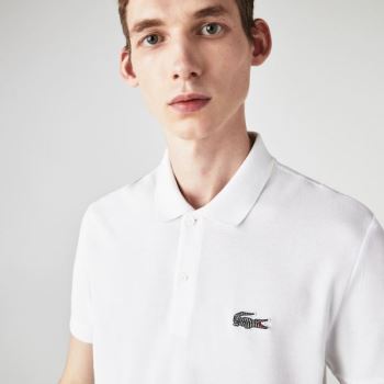 Lacoste Lacoste x National Geographic Regular Fit Organic Cotton Polo Shirt Pánské - Polo Bílé | CZ-